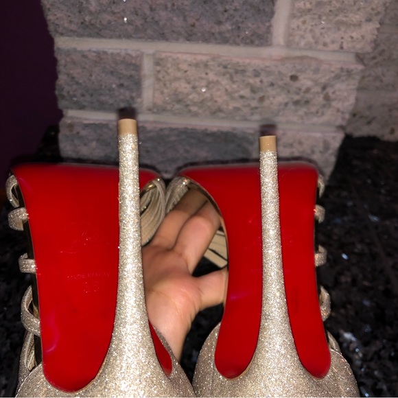 Christian Louboutin Metallic Norina 120 Glitter Sandal Heels - Picture 9 of 10